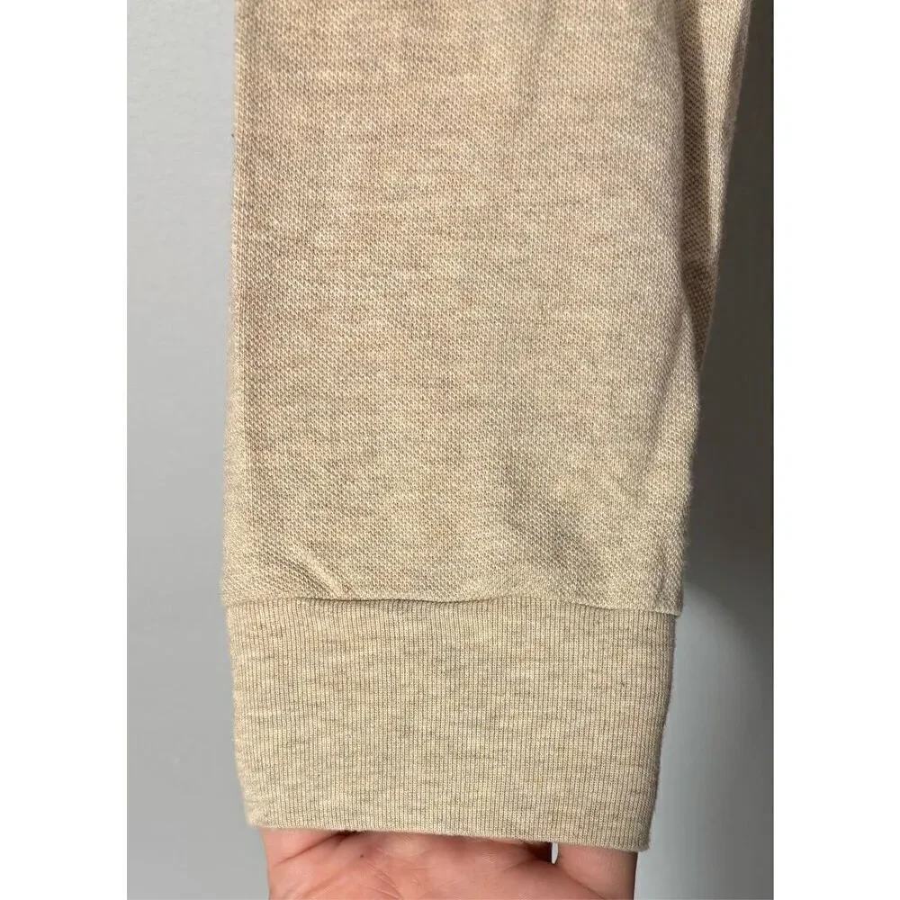 Polo Ralph Lauren Men Shirt XL Beige Long Sleeve Cotton Polo